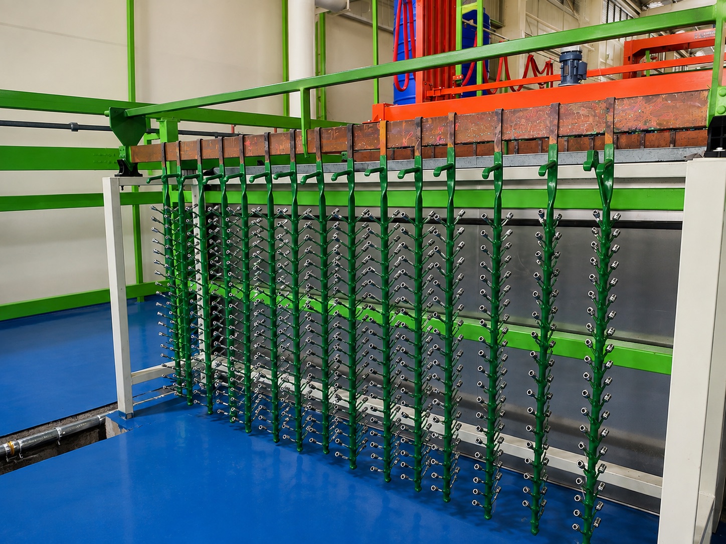 Electroplating rack line
